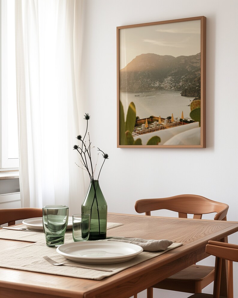 Amalfi Coast Print, Slim Aaron Inspired Wall Art, Beach Poster, Italy Photography, Positano Cafe & Capri Souvenir