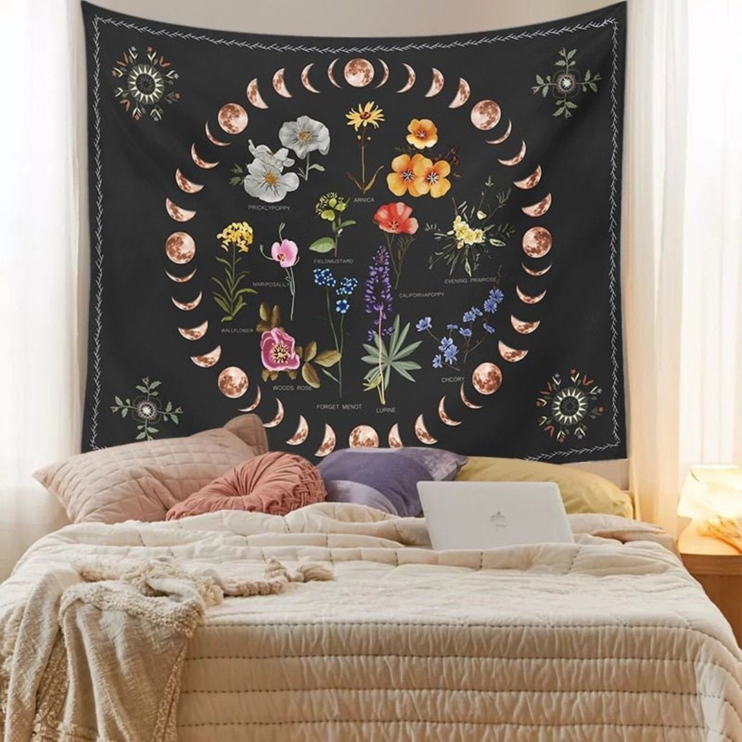 Moon Phases Boho Tapestry Hippie Mandala Tapestry - Etsy