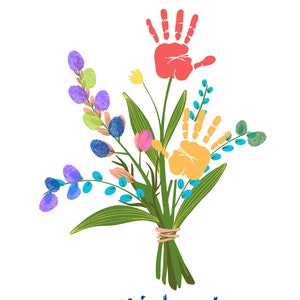 Flower Handprint Craft, Printable, Art | Mom, Grandma Handprint, Gift from Kids or Grandkids, Mother&#39;s Day