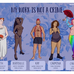 My work is not a crime illustration sex workers rights, escorts rights and prostitutes for decoration