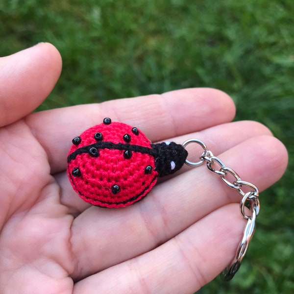 Knitted  mini Ladybug Ladybird keychain