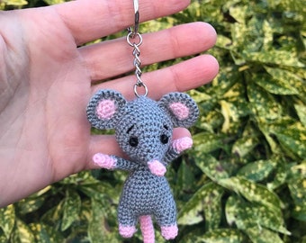 Hand knitted Mouse keyring 10cm