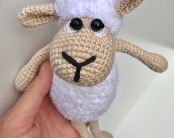 Crochet Knitted lamb 8,6 inch, sheep, amigurumi handmade toy