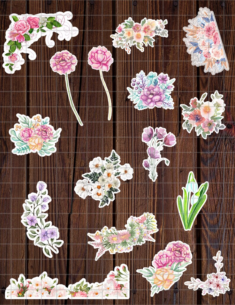Sticker Numbers Flower Design Printable Digital Flower Sticker - Etsy
