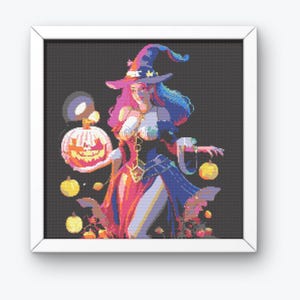 Witch Cross Stitch, Witch , Cross Stitch Pattern, Halloween Cross Stitch, Cross Stitch Halloween, Cross Stitch Chart, Halloween,  Witch