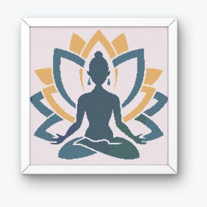 Yoga Woman Cross Stitch, Yoga Cross Stitch Pattern, Cross Stitch, Spiritual Cross Stitch Pattern, Cross Stitch Yoga, Cross Stitch Chart,