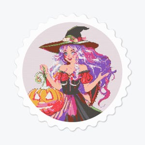 Witch Cross Stitch, Witch , Cross Stitch Pattern, Halloween Cross Stitch, Cross Stitch Halloween, Cross Stitch Chart, Halloween,  Witch