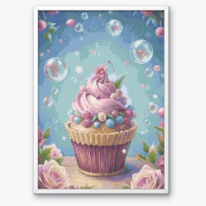 Cross Stitch Cupcake, Cross Stitch, Cupcake Cross Stitch,  Easy Cross Stitch Pattern, Cross Stitch Chart,