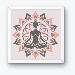 Yoga Woman Cross Stitch, Yoga Cross Stitch Pattern, Cross Stitch, Spiritual Cross Stitch Pattern, Cross Stitch Yoga, Cross Stitch Chart,