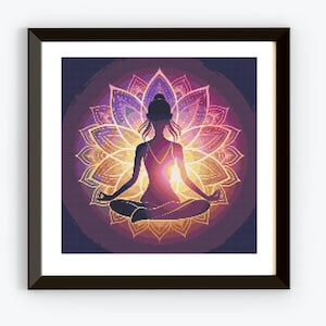 Yoga Woman Cross Stitch, Yoga Cross Stitch Pattern, Cross Stitch, Spiritual Cross Stitch Pattern, Cross Stitch Yoga, Cross Stitch Chart,