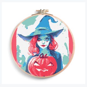 Witch Cross Stitch, Witch , Cross Stitch Pattern, Halloween Cross Stitch, Cross Stitch Halloween, Cross Stitch Chart, Halloween Witch