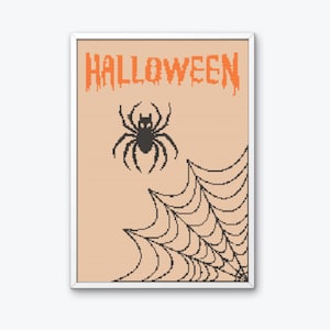 Halloween Spider, Spider Cross Stitch, Cross Stitch Chart, Cross Stitch, Halloween,