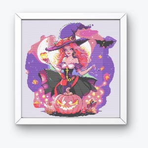 Witch Cross Stitch, Witch , Cross Stitch Pattern, Halloween Cross Stitch, Cross Stitch Halloween, Cross Stitch Chart, Halloween, Sexy Witch
