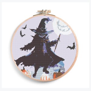 Witch Cross Stitch, Pumpkin Cross Stitch Pattern, Halloween Cross Stitch, Cross Stitch Bat,  Cross Stitch Halloween, Cross Stitch Chart,