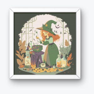 Witch Cross Stitch, Witch , Cross Stitch Pattern, Halloween Cross Stitch, Cross Stitch Halloween, Cross Stitch Chart, Halloween,  Witch