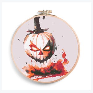 Pumpkin Cross Stitch, Pumpkin and Blood, Cross Stitch Pattern, Halloween Cross Stitch,   Cross Stitch Halloween, Cross Stitch Chart, Pumpkin