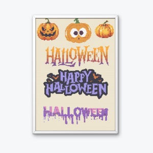 Halloween Writings, Halloween Cross Stitch, Cross Stitch Chart, Cross Stitch, Halloween Bundle