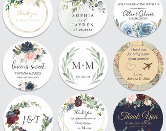 Personalized Round Circle Label Stickers,Waterproof1.5~3inch Custom Name Date Thank You Stickers for Bridal Shower Party Favors