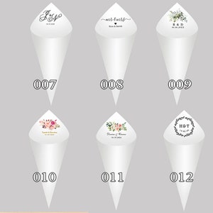 30Pcs Wedding confetti cones Handcrafted Personalised Initials White Paper Size 16x16cm zdjęcie 8