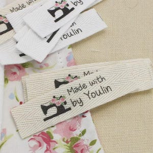 15X60mm,Cotton Twill webbing,Flat or Folded Labels,Printed Sew-in Fabric,Custom Personalizada,Sewing,Knitting or Crochet Labels
