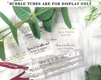 100pcs Personalized Wedding bubble Labels,  labels only, Foil bubble labels,  wedding favors bubble tubes stickers