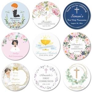 Personalized Name First Communion Favor Labels,First Communion Stickers,Waterproof 1.5~3inch First Holy Communion Labels Sticker