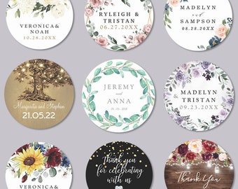 Personalized Customized Wedding Sticker,Waterproof Round Circle Gift Labels,Thank You Stickers for Bridal Shower Party Favors