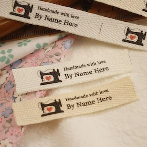 12 x 60 mm, Nastro in twill di cotone, Etichette piatte o piegate, Tessuto stampato da cucire, Etichette personalizzate, Etichette per cucito, maglia o uncinetto