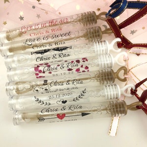 100 pcs Personalized Wedding bubble Labels Bubble Wand Clear Label ,party Favor Stickers -not include tube