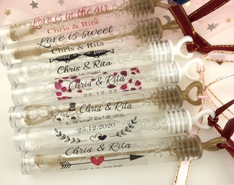 100 pcs Personalized Wedding bubble Labels Bubble Wand Clear Label ,party Favor Stickers -not include tube