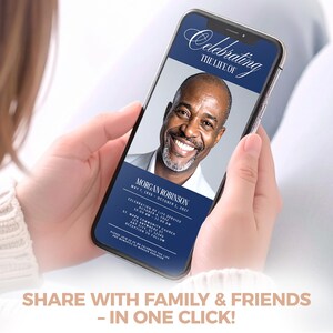 Celebration of Life Invitation Template, Navy Funeral Invitation, Digital Memorial Phone Invite, Editable Canva Funeral Announcement image 4