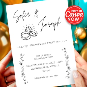 Digital Engagement Template, Engagement Card, Engagement Invitation, Unique Wedding Invitation, Wedding Card, Instant Digital Download