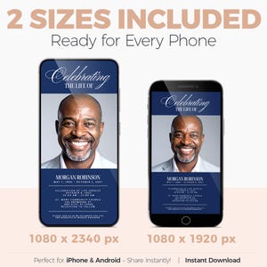 Celebration of Life Invitation Template, Navy Funeral Invitation, Digital Memorial Phone Invite, Editable Canva Funeral Announcement image 5