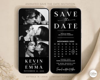 Invitation de mariage moderne et numérique « Save the Date » avec photo | Modèle Canva personnalisé pour invitations de mariage Etsy | Téléchargement instantané