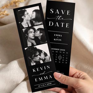 Digitale trouwuitnodiging sjabloon | Minimalistische Save the Dates | Aangepaste bladwijzer | Printbaar fotohokje Canva sjabloon