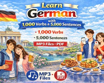 Aprende alemán con 1000 verbos, conjugación y 5000 frases (MP3 y PDF)