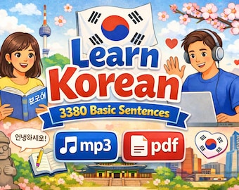 Learn Korean with 3,380 Real-Life Sentences(MP3 files, PDF)