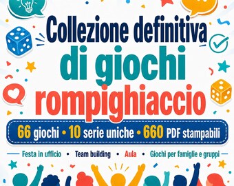 Italian - Ultimate Icebreaker Games Bundle, 66 Games, 660 Printable PDFs, Office Party, Family, Team Building & Group Games
