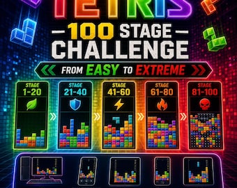 Tetris Game - 100 Stage Challenge From Easy to Extreme
