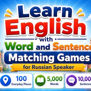 Aprende inglés con juegos de emparejamiento de palabras y frases para hablantes de ruso.