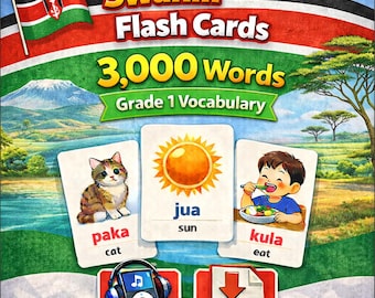 Swahili Flash Cards, 3000 Words, Grade 1 Vocabulary (MP3 Audio, PDF Download)