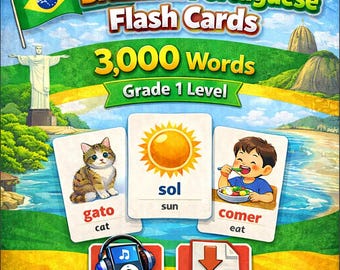 Brazilian Portuguese Flash Cards, 3000 Words, Grade 1 Level (MP3 Audio, PDF Download)
