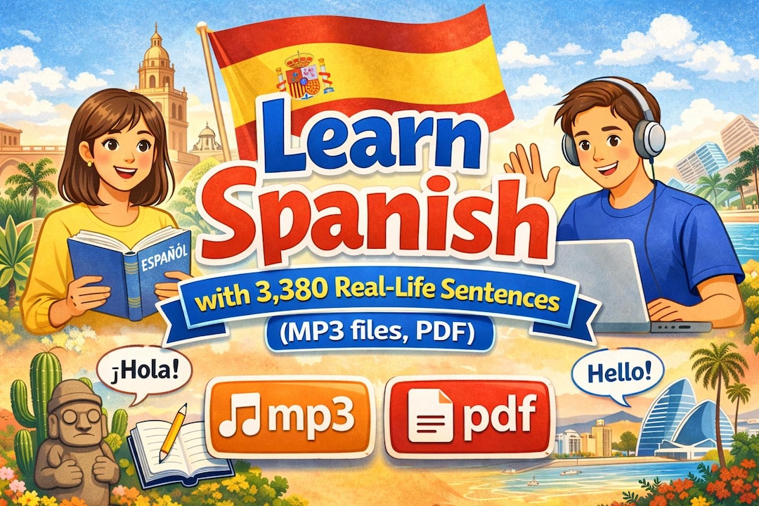 Spanish Language File Image Learn Spanish With 3,380 Real-life Sentences(mp3 Files, PDF) - Etsy