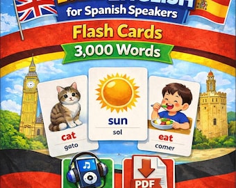 Learn English for Spanish Speakers – Flash Cards (3,000 Words, Audio, PDF)