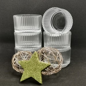 Pack of 6 tea light holders, tea light glass, clear glass, 3.5 cm candle holder candle glass