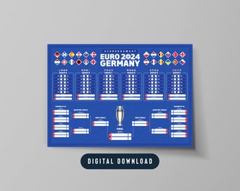 2024 European Championships Wall Chart (PDF) - Fixtures, Dates, Schedule, Poster, Football, England, Germany, Italy, Spain, France, Euro