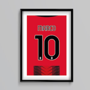 AC Milan 25/26 Home Shirt - Custom, Name, Number, Football, Soccer, Gift, Present, Him, Father&#39;s Day, Anniversary, Birthday, Christmas
