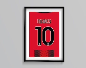 AC Milan 25/26 Home Shirt - Custom, Name, Number, Football, Soccer, Gift, Present, Him, Father's Day, Anniversary, Birthday, Christmas