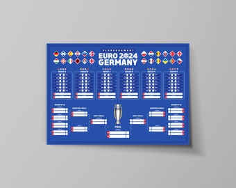 EM 2024 (A2) - Spielpläne, Termine, Spielplan, Fußball, Poster, England, Deutschland, Italien, Spanien, Frankreich, Euro