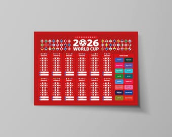 Lot de 2 posters d'histoire de la Coupe du monde de football | 2 affiches de football | Histoire de la Coupe du monde de 1930 à 2026 | Impression colorée pour Lot de 2 posters d'histoire de la Coupe du monde de football | 2 affiches de football | Histoire de la Coupe du monde de 1930 à 2026 | Impression colorée pour